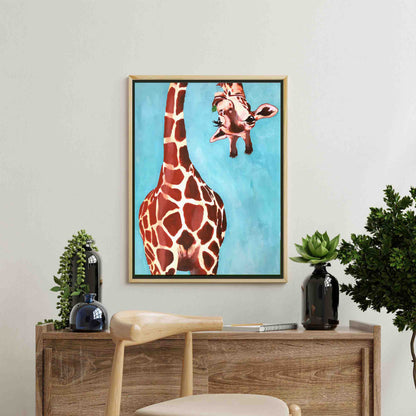 GIRAFFE WITH GREEN LEAVE | CANVAS