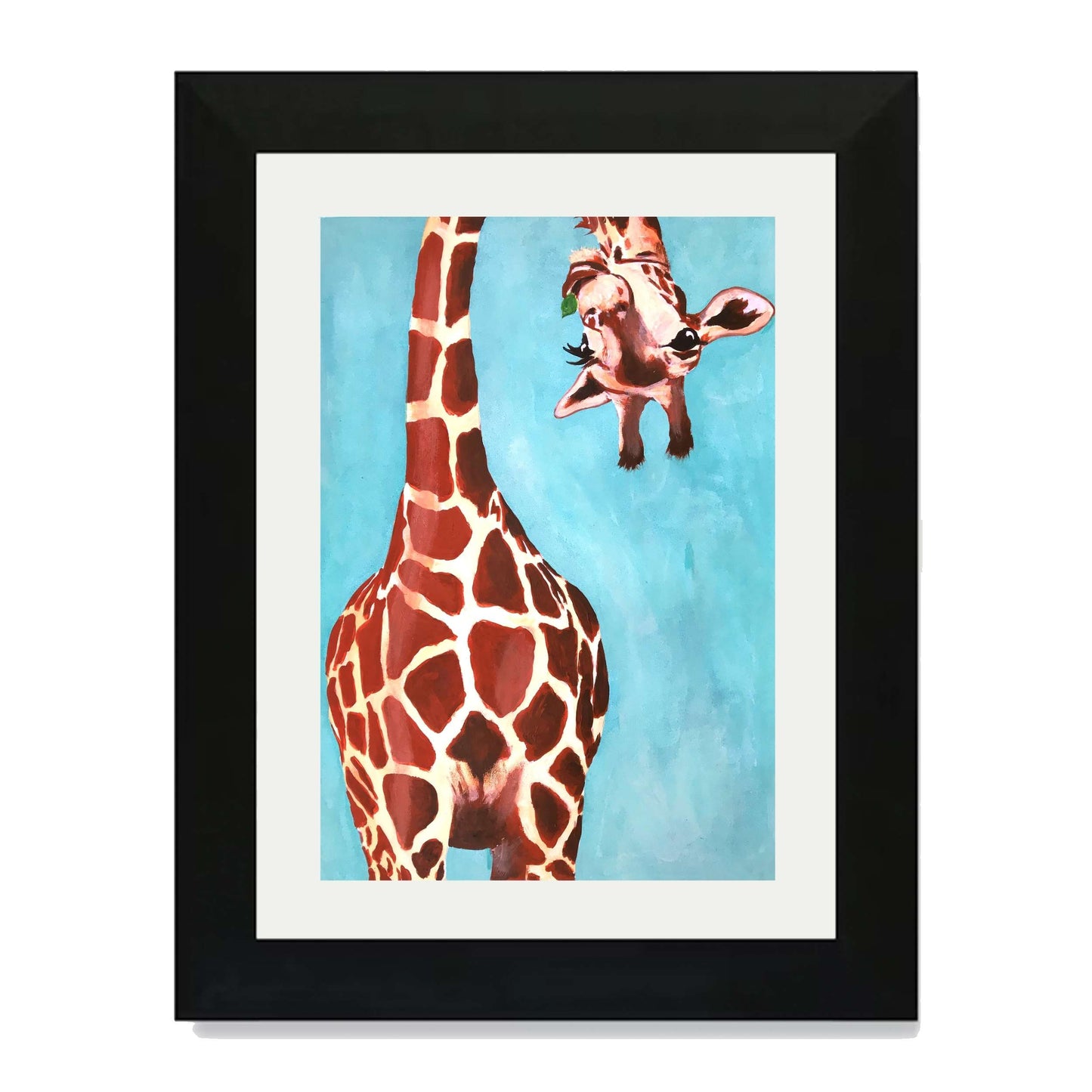 GIRAFFE WITH GREEN LEAVE | PRINT