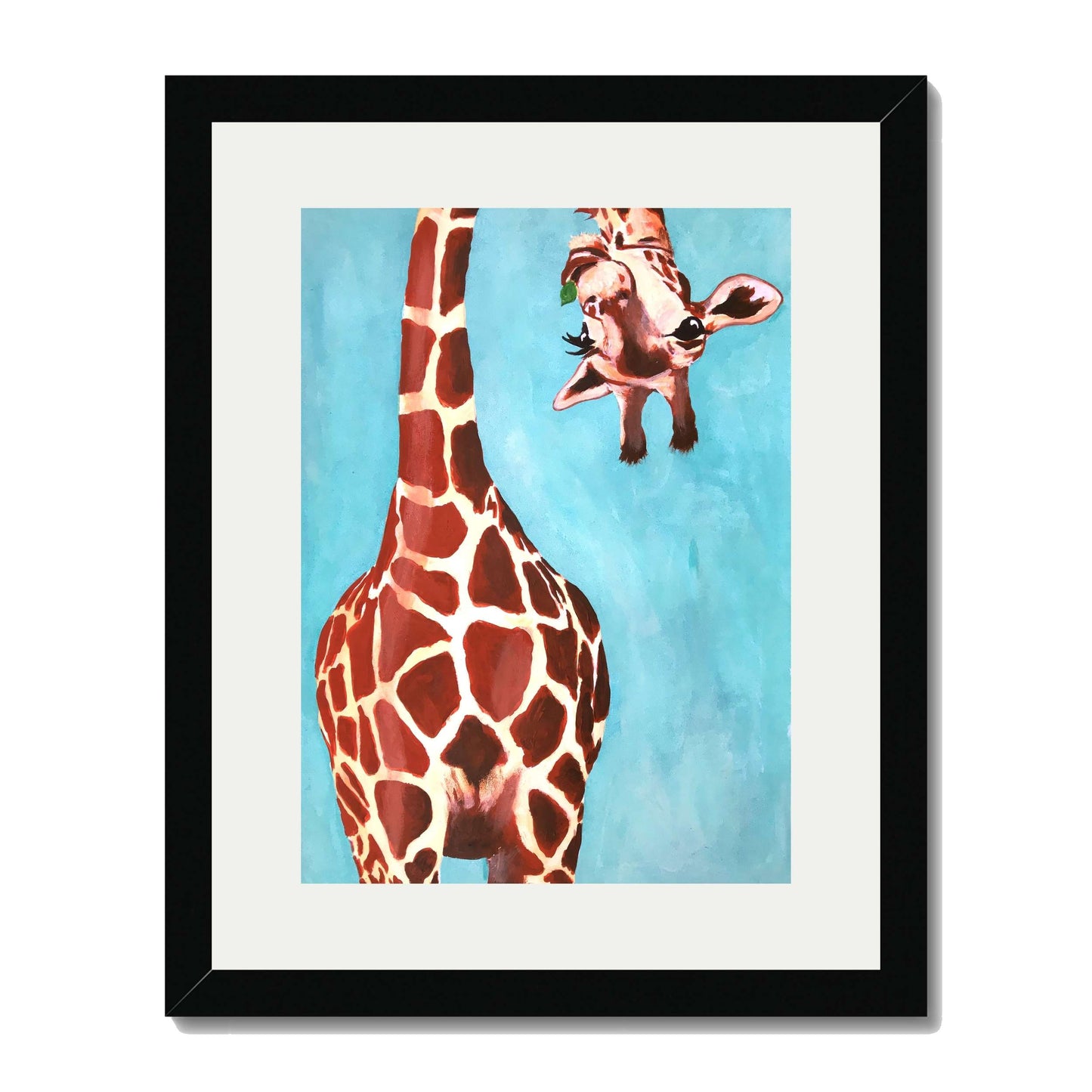 GIRAFFE WITH GREEN LEAVE | PRINT