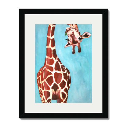 GIRAFFE WITH GREEN LEAVE | PRINT