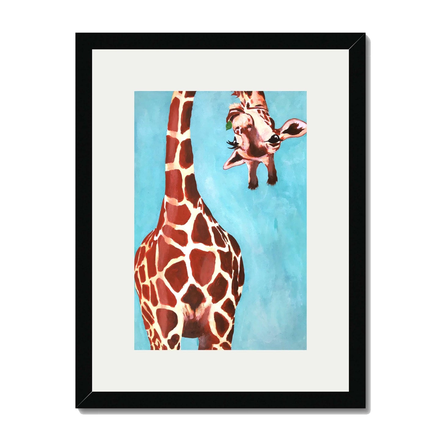 GIRAFFE WITH GREEN LEAVE | PRINT