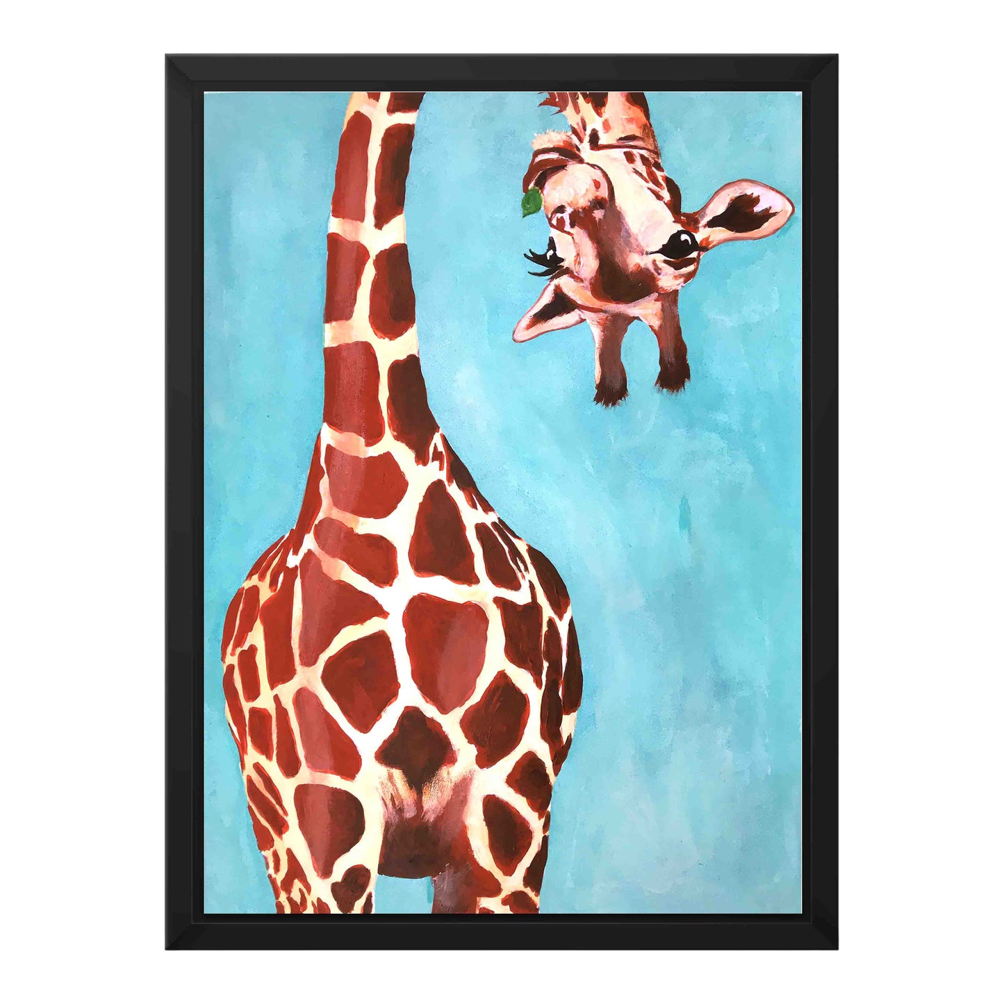 GIRAFFE WITH GREEN LEAVE | CANVAS