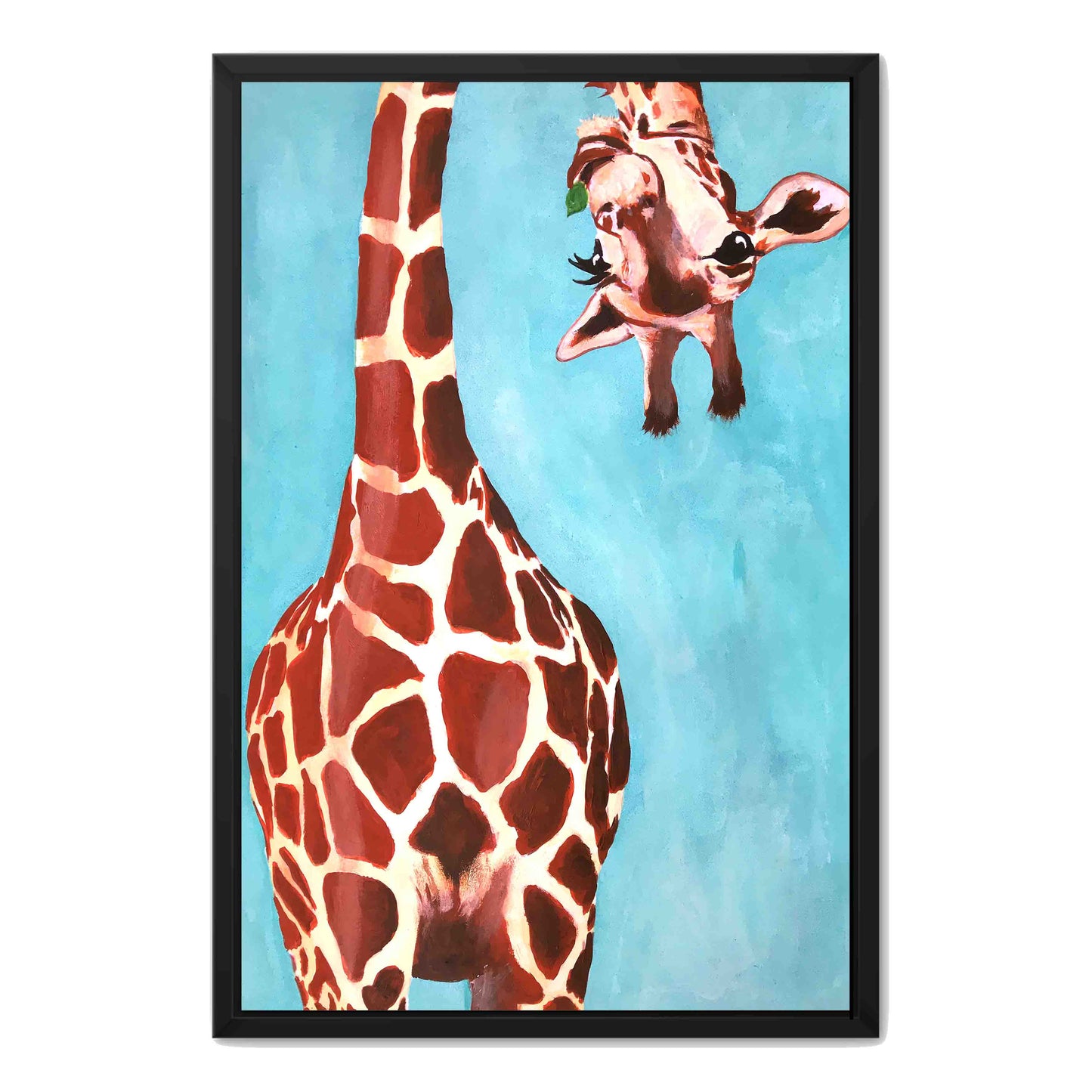 GIRAFFE WITH GREEN LEAVE | CANVAS