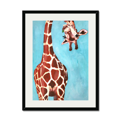 GIRAFFE WITH GREEN LEAVE | PRINT