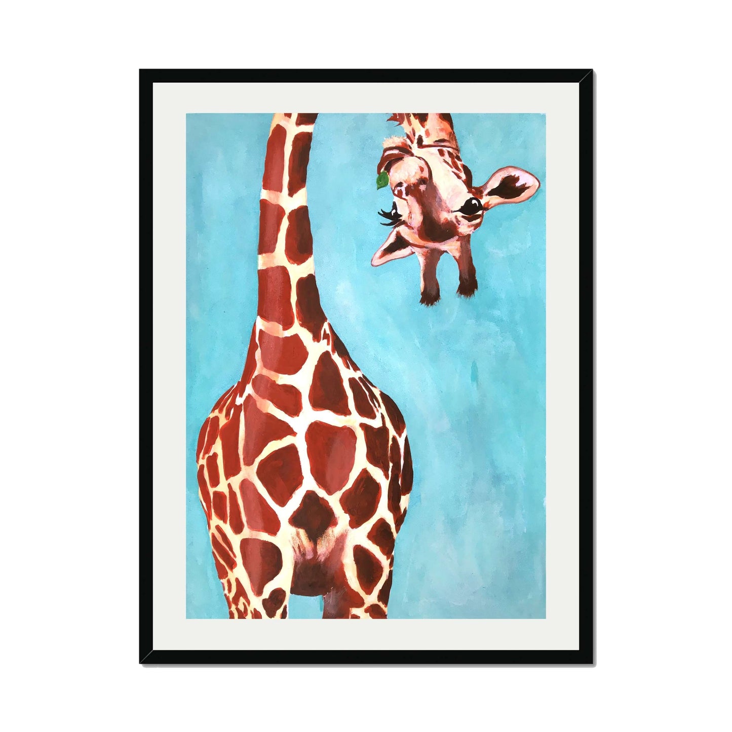 GIRAFFE WITH GREEN LEAVE | PRINT
