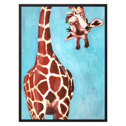 GIRAFFE WITH GREEN LEAVE | CANVAS