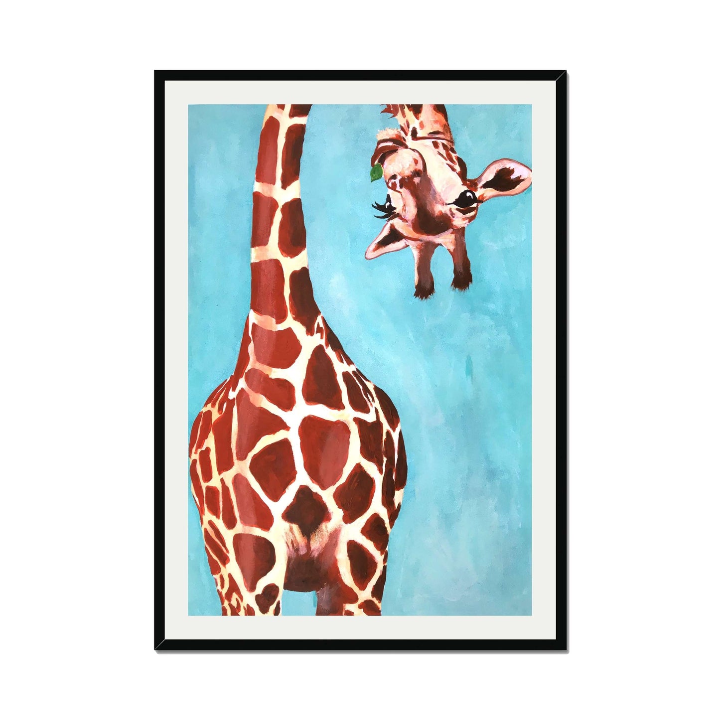 GIRAFFE WITH GREEN LEAVE | PRINT