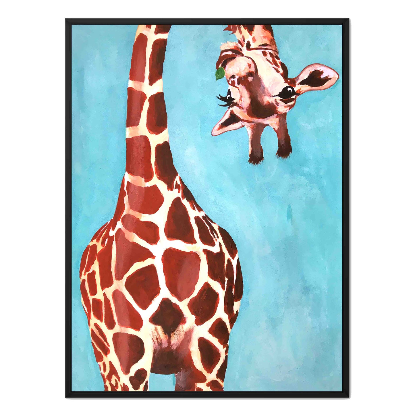 GIRAFFE WITH GREEN LEAVE | CANVAS
