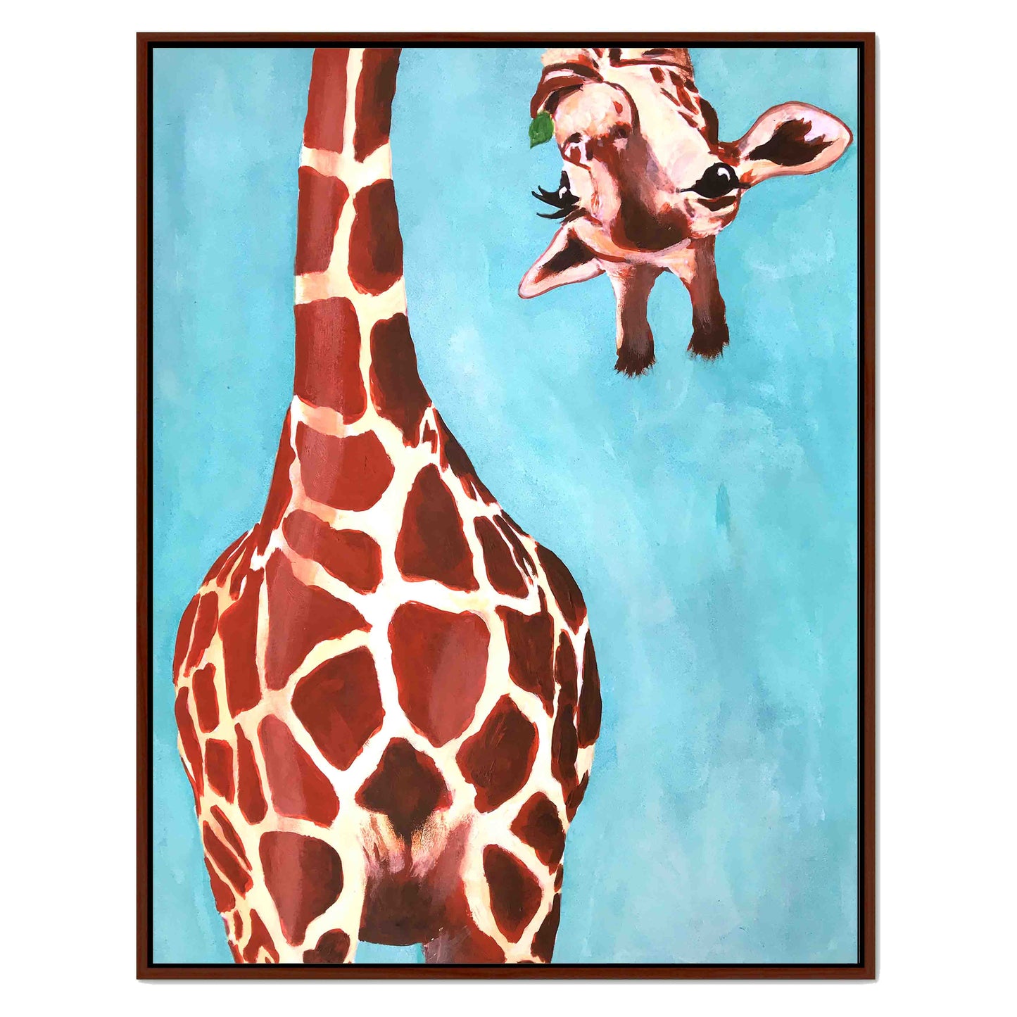 GIRAFFE WITH GREEN LEAVE | CANVAS