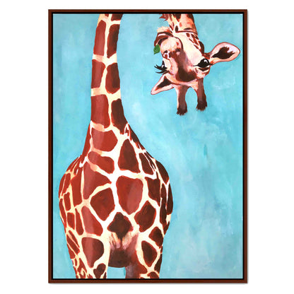 GIRAFFE WITH GREEN LEAVE | CANVAS