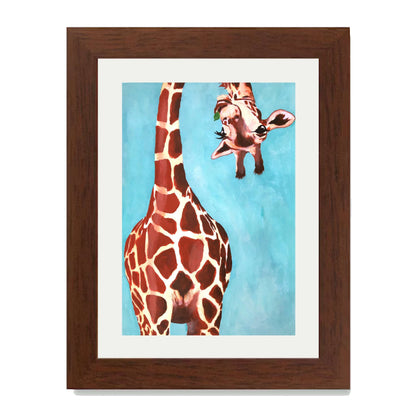 GIRAFFE WITH GREEN LEAVE | PRINT