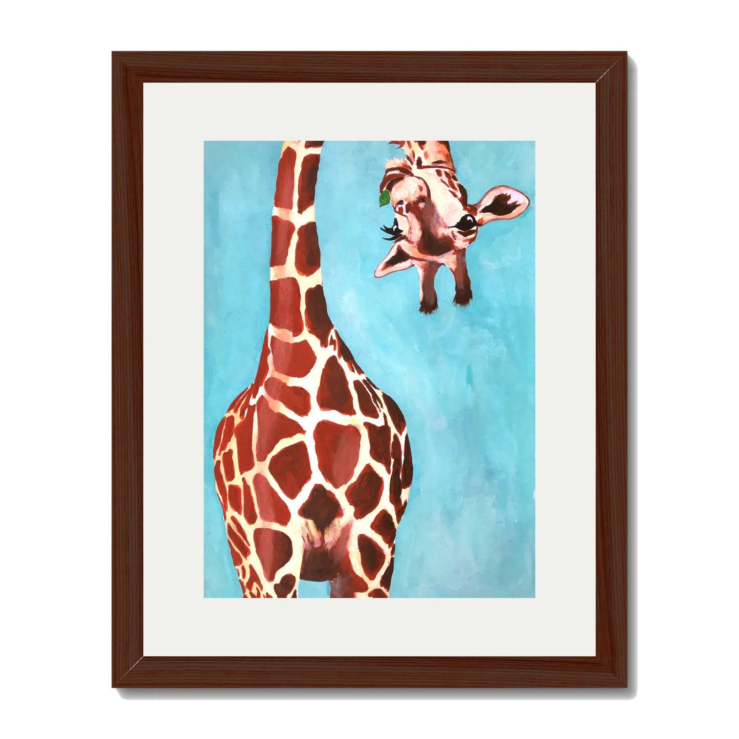 GIRAFFE WITH GREEN LEAVE | PRINT