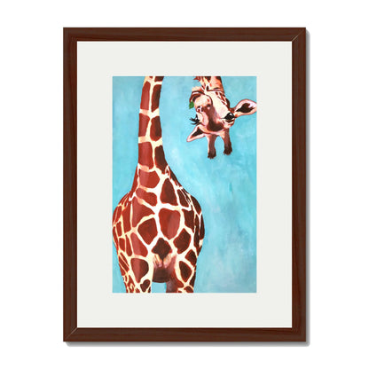 GIRAFFE WITH GREEN LEAVE | PRINT