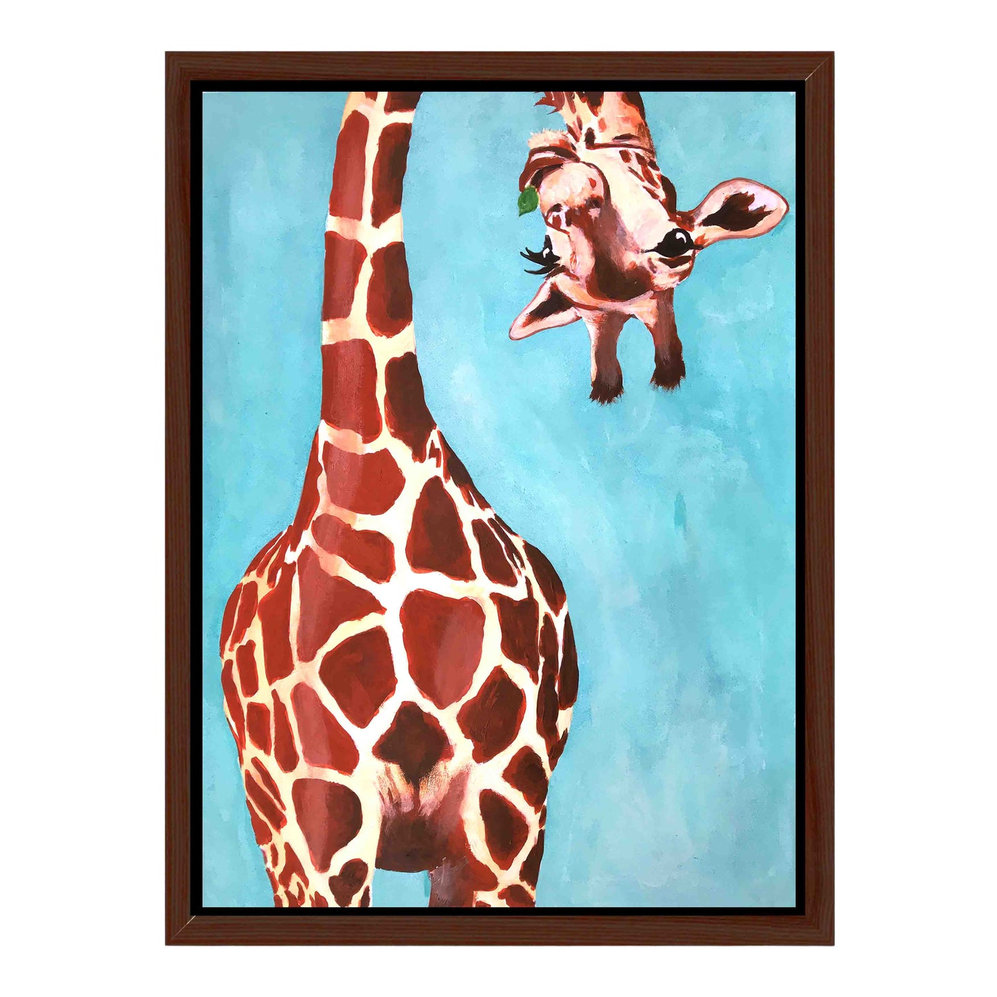 GIRAFFE WITH GREEN LEAVE | CANVAS