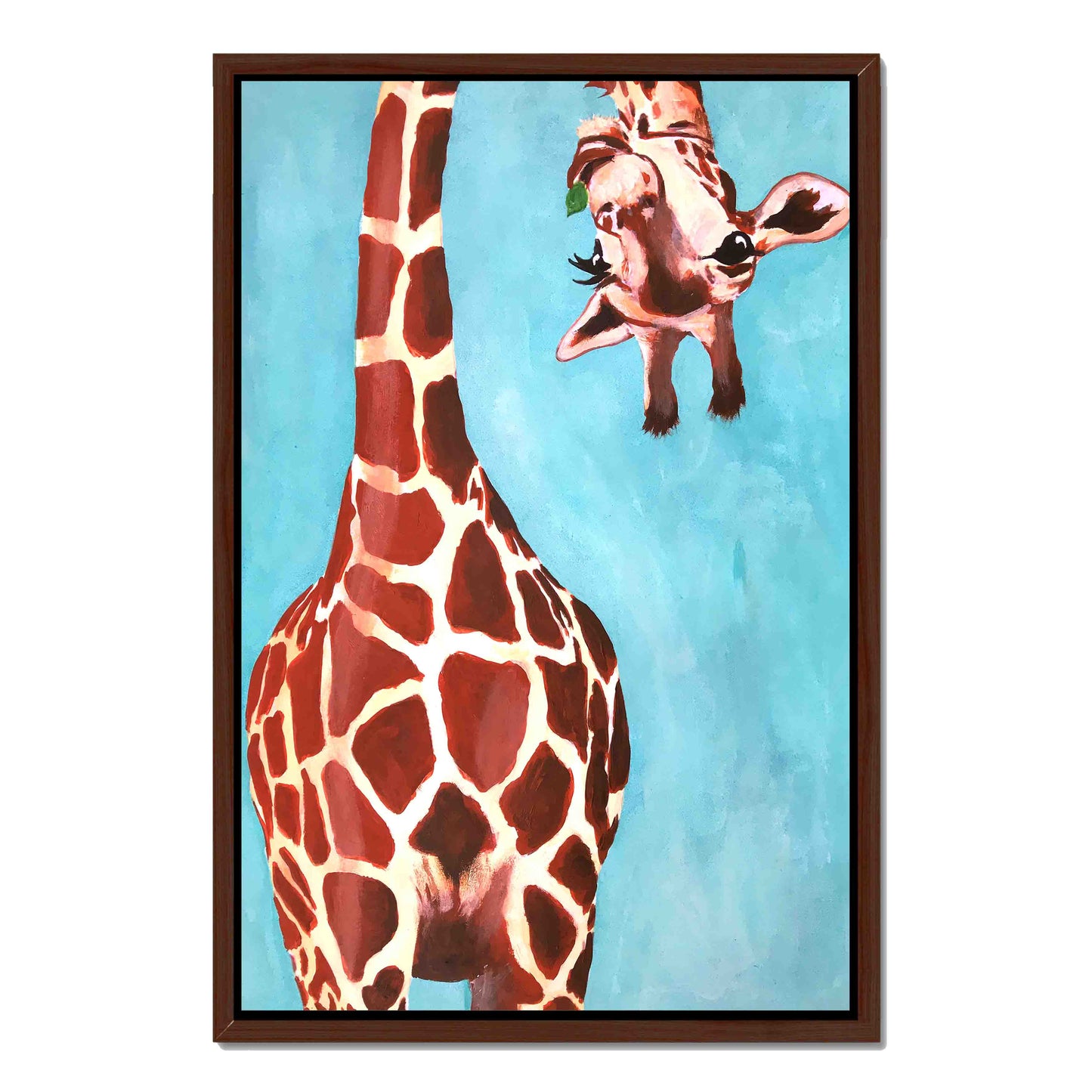 GIRAFFE WITH GREEN LEAVE | CANVAS