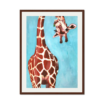 GIRAFFE WITH GREEN LEAVE | PRINT