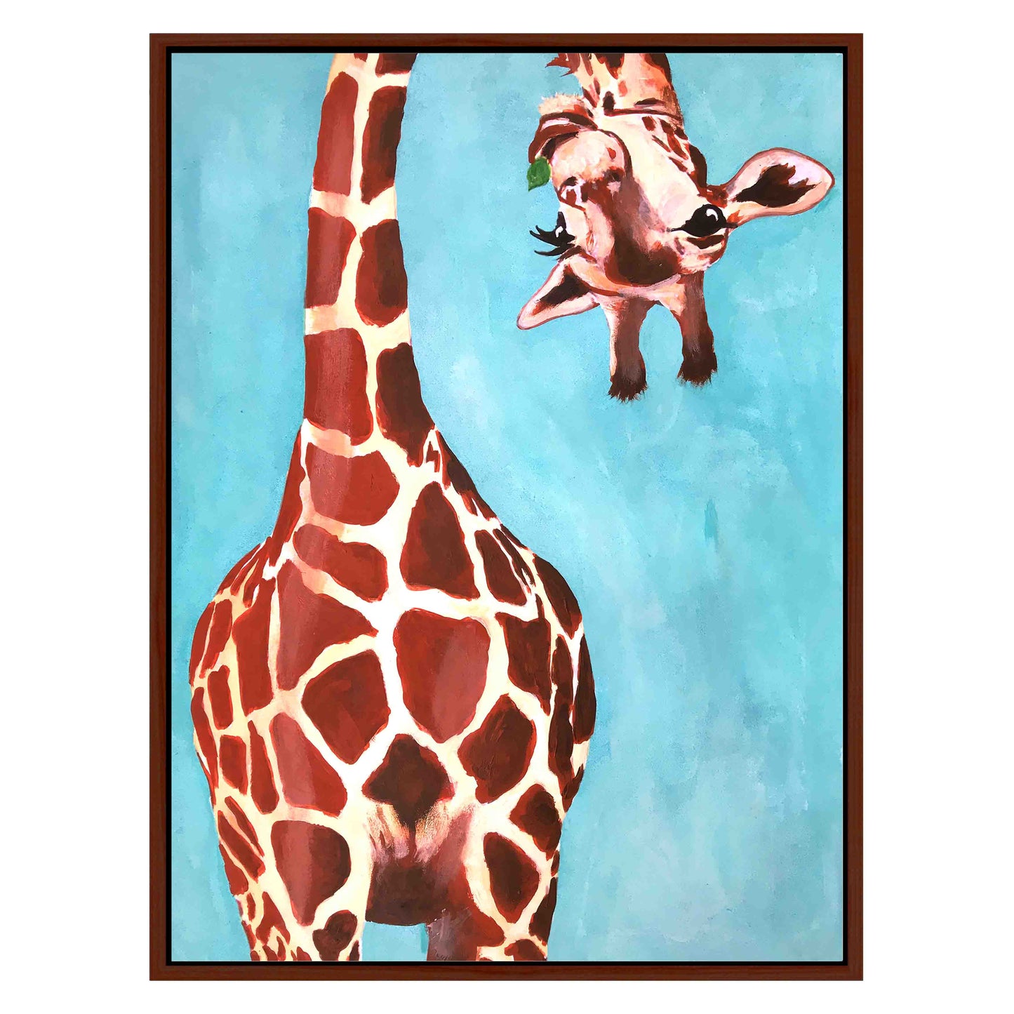 GIRAFFE WITH GREEN LEAVE | CANVAS