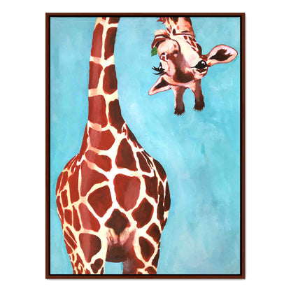 GIRAFFE WITH GREEN LEAVE | CANVAS
