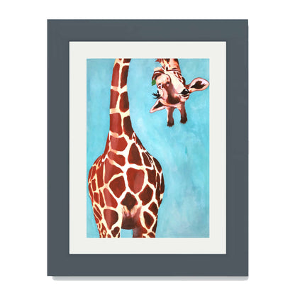 GIRAFFE WITH GREEN LEAVE | PRINT