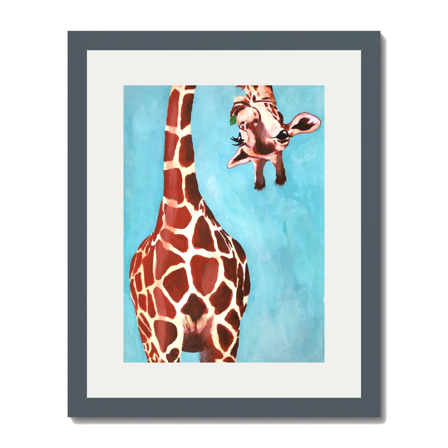 GIRAFFE WITH GREEN LEAVE | PRINT