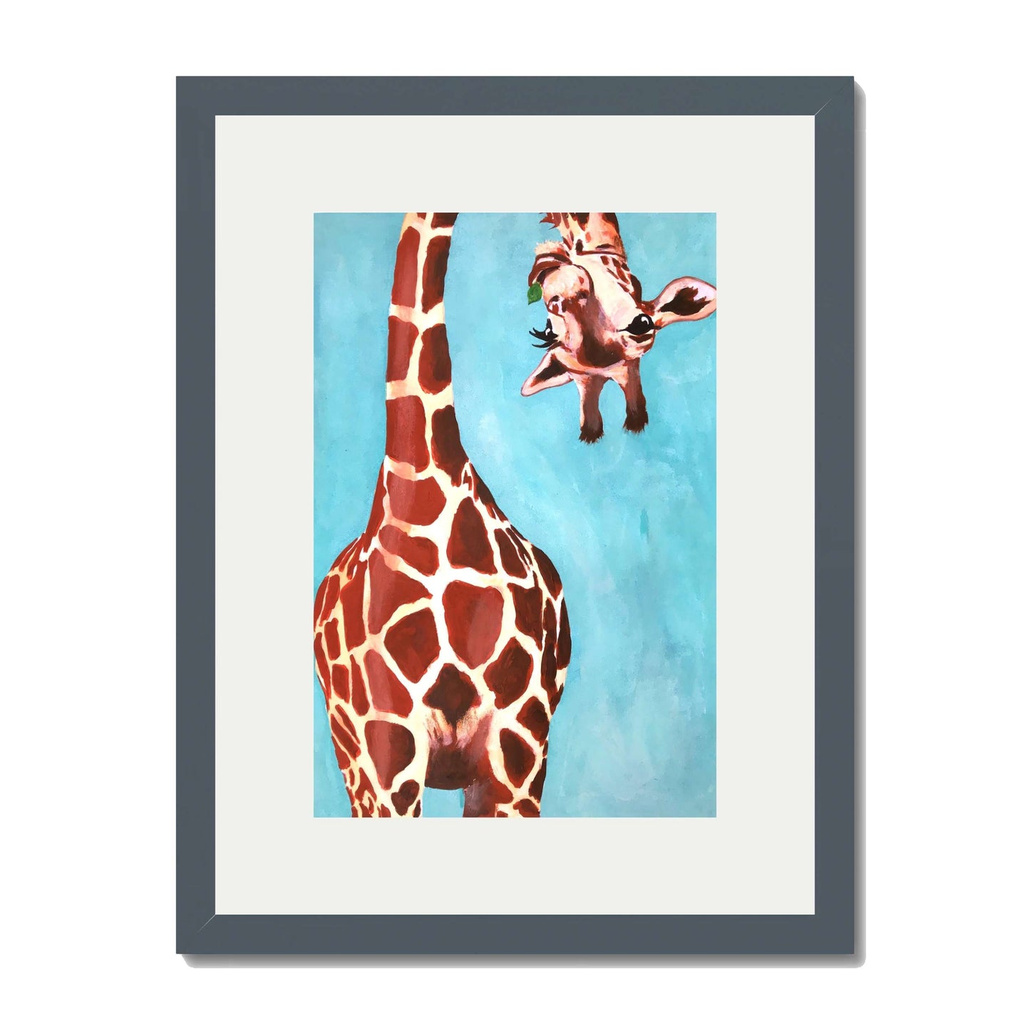 GIRAFFE WITH GREEN LEAVE | PRINT