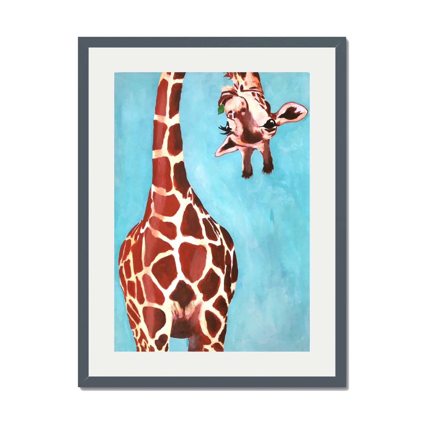 GIRAFFE WITH GREEN LEAVE | PRINT