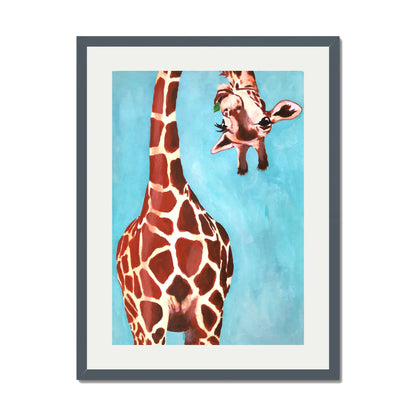 GIRAFFE WITH GREEN LEAVE | PRINT