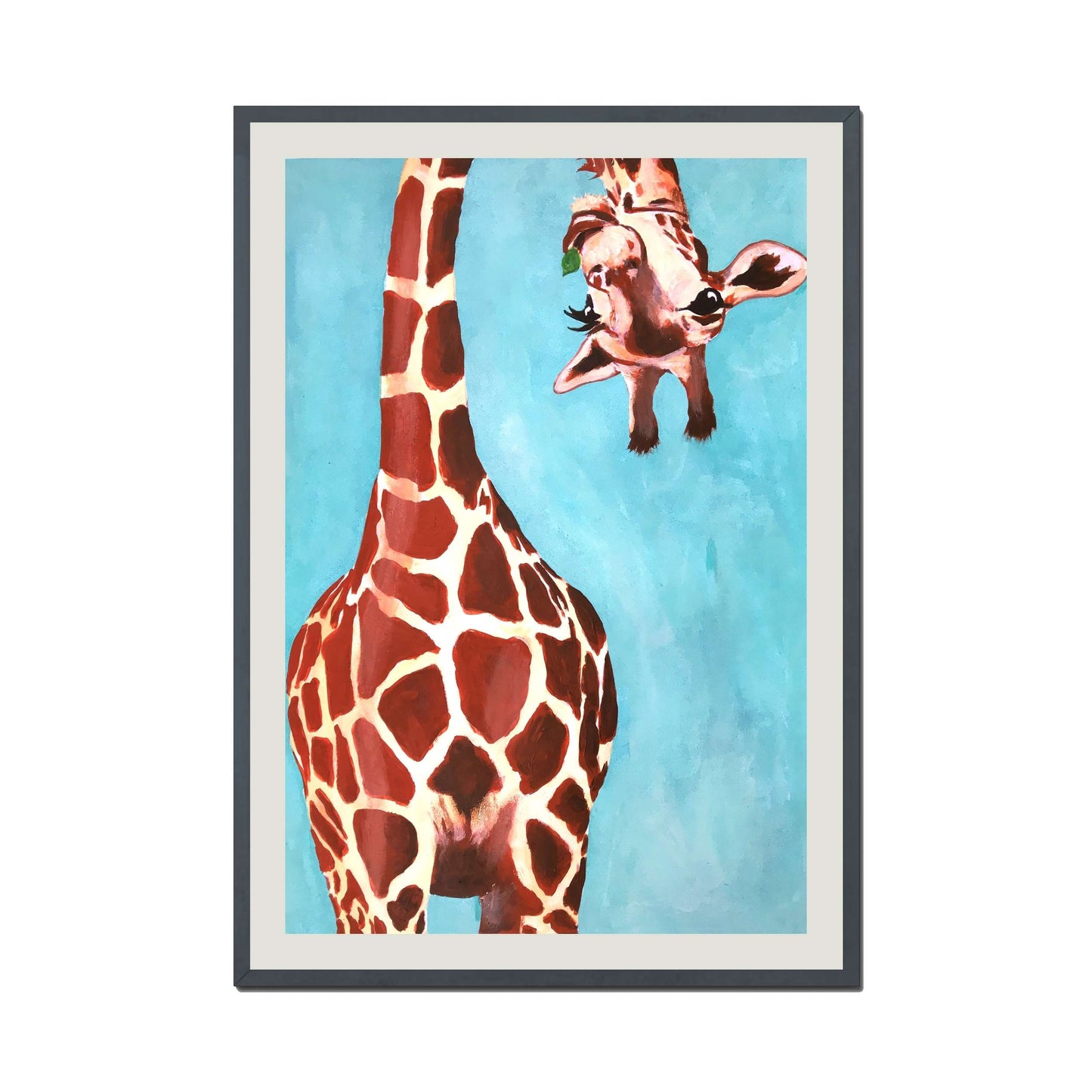 GIRAFFE WITH GREEN LEAVE | PRINT