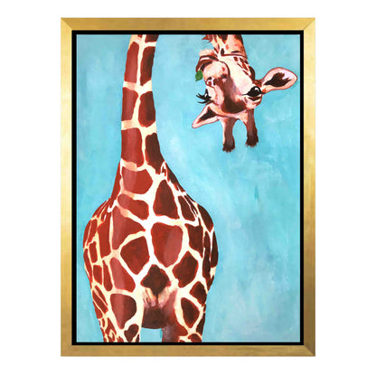 GIRAFFE WITH GREEN LEAVE | CANVAS