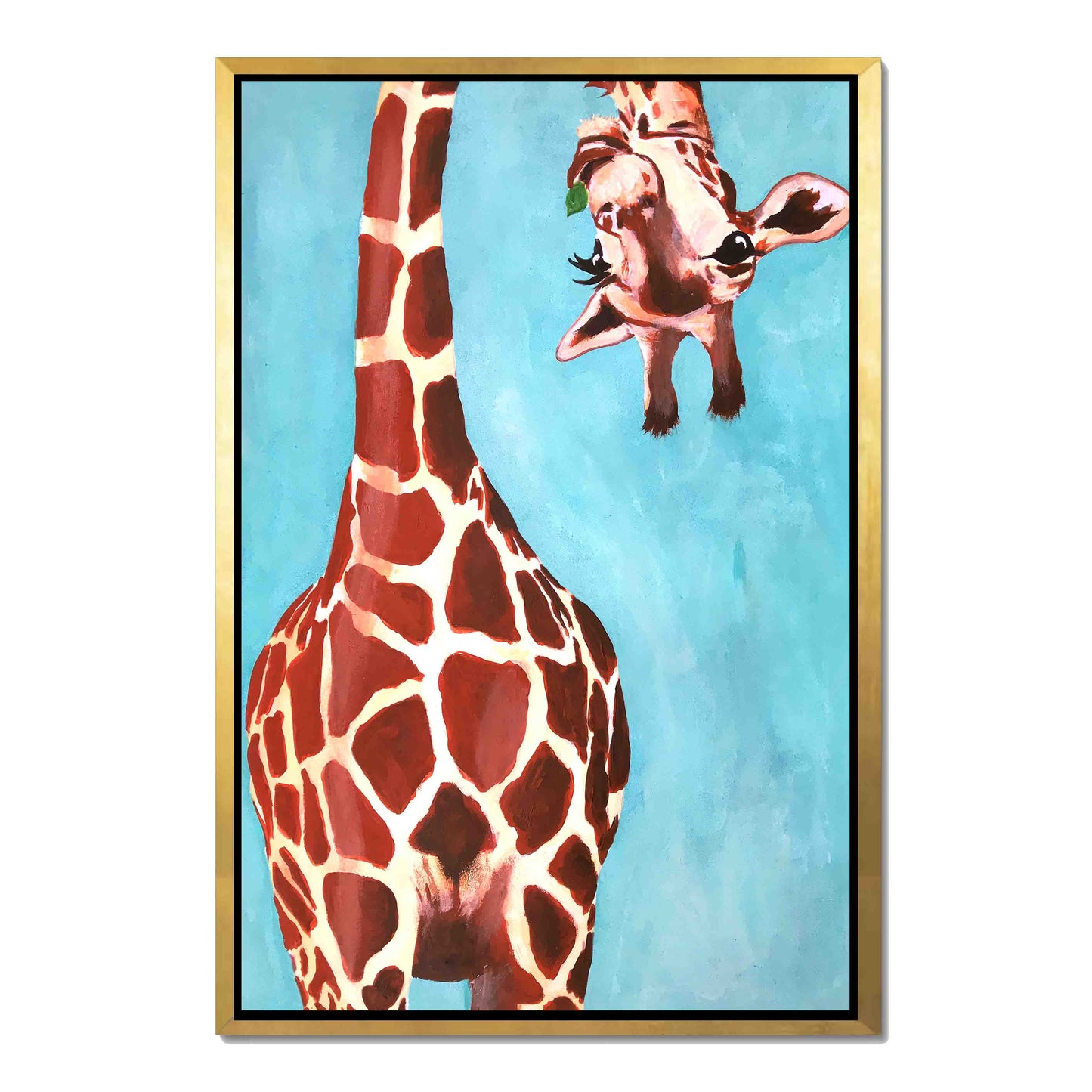 GIRAFFE WITH GREEN LEAVE | CANVAS