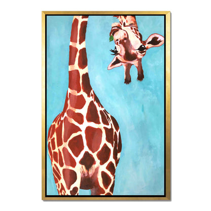 GIRAFFE WITH GREEN LEAVE | CANVAS