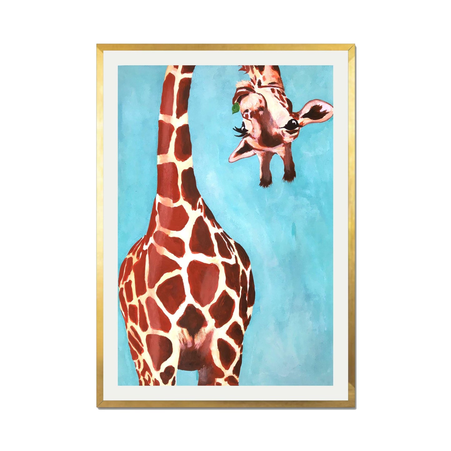 GIRAFFE WITH GREEN LEAVE | PRINT