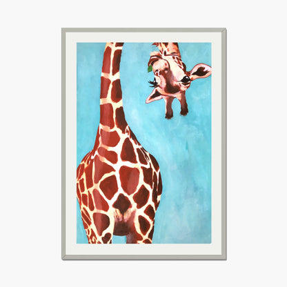 GIRAFFE WITH GREEN LEAVE | PRINT
