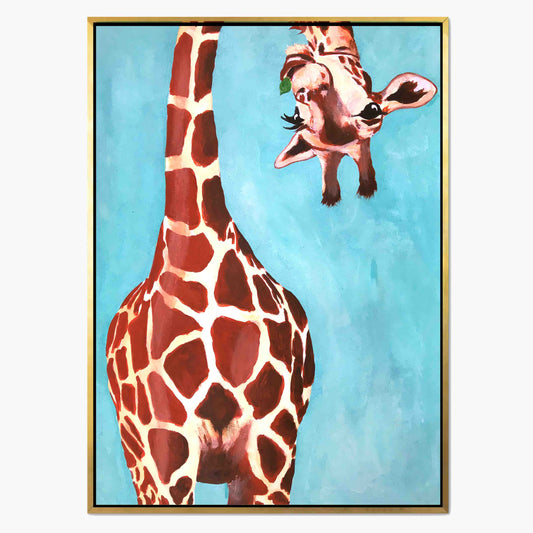 GIRAFFE WITH GREEN LEAVE | CANVAS
