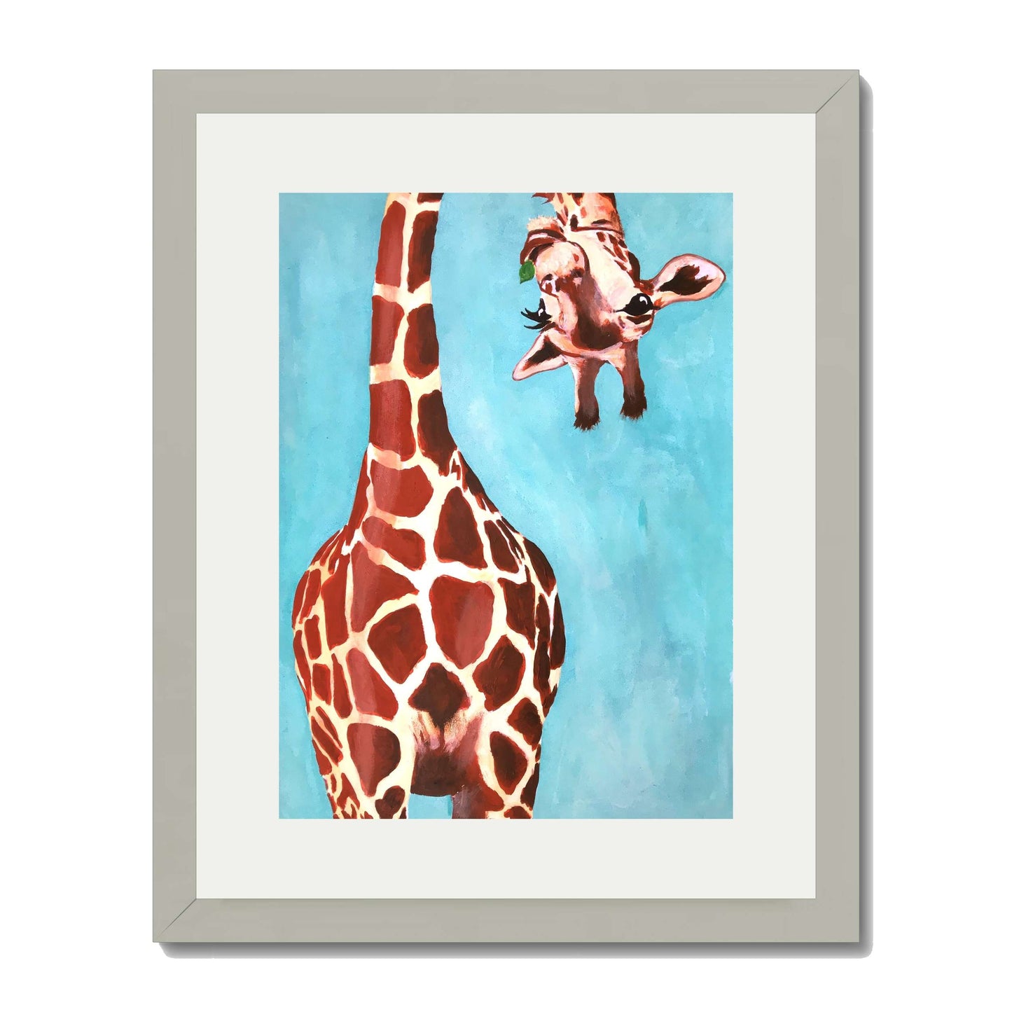 GIRAFFE WITH GREEN LEAVE | PRINT
