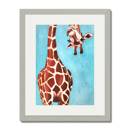 GIRAFFE WITH GREEN LEAVE | PRINT