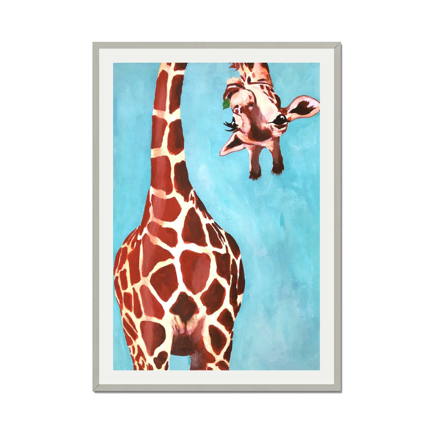 GIRAFFE WITH GREEN LEAVE | PRINT
