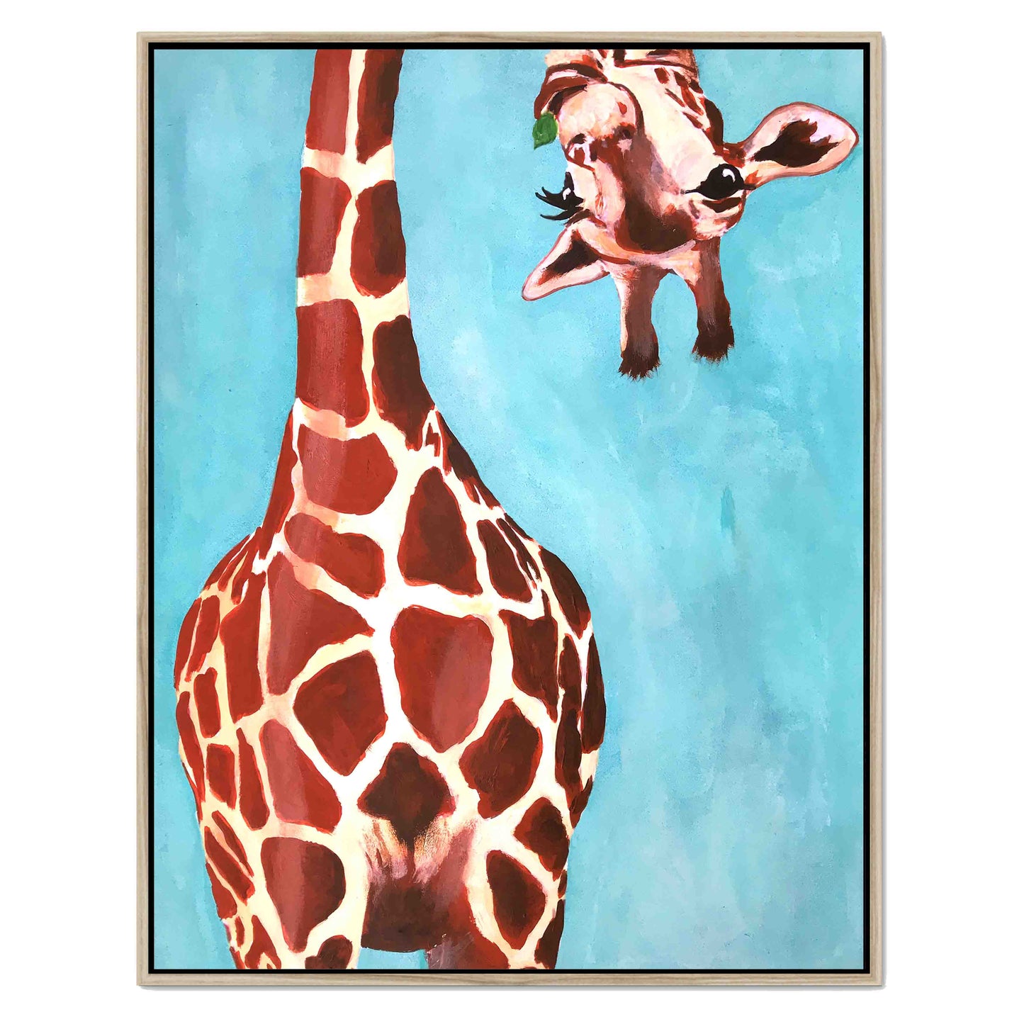 GIRAFFE WITH GREEN LEAVE | CANVAS