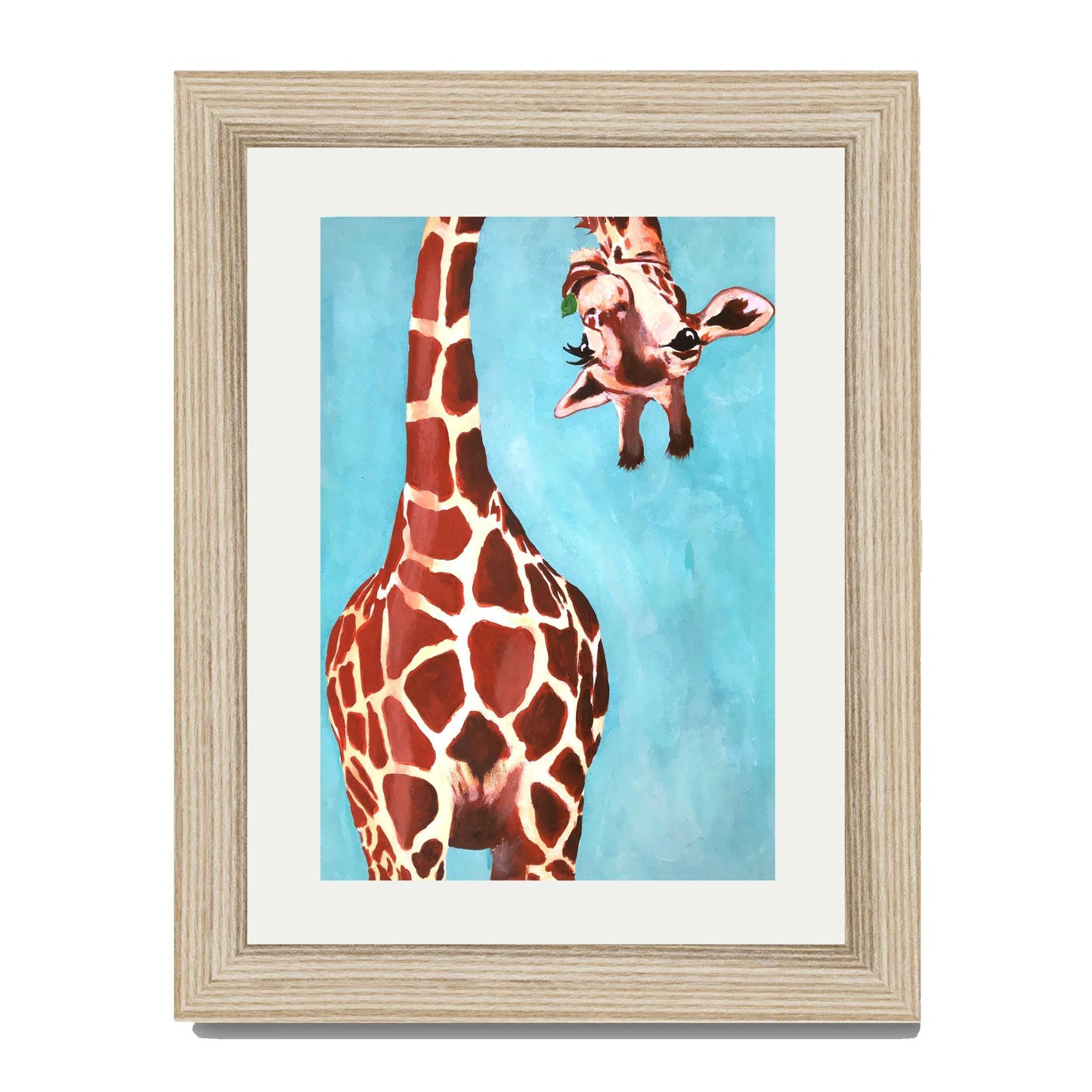 GIRAFFE WITH GREEN LEAVE | PRINT