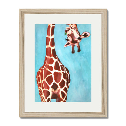 GIRAFFE WITH GREEN LEAVE | PRINT