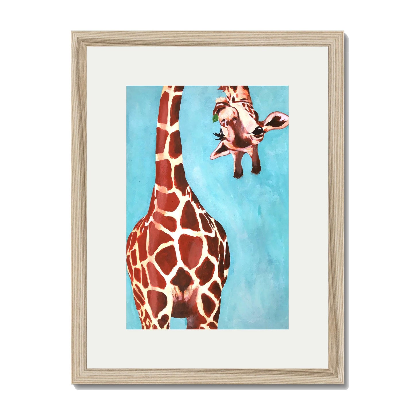 GIRAFFE WITH GREEN LEAVE | PRINT