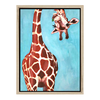 GIRAFFE WITH GREEN LEAVE | CANVAS