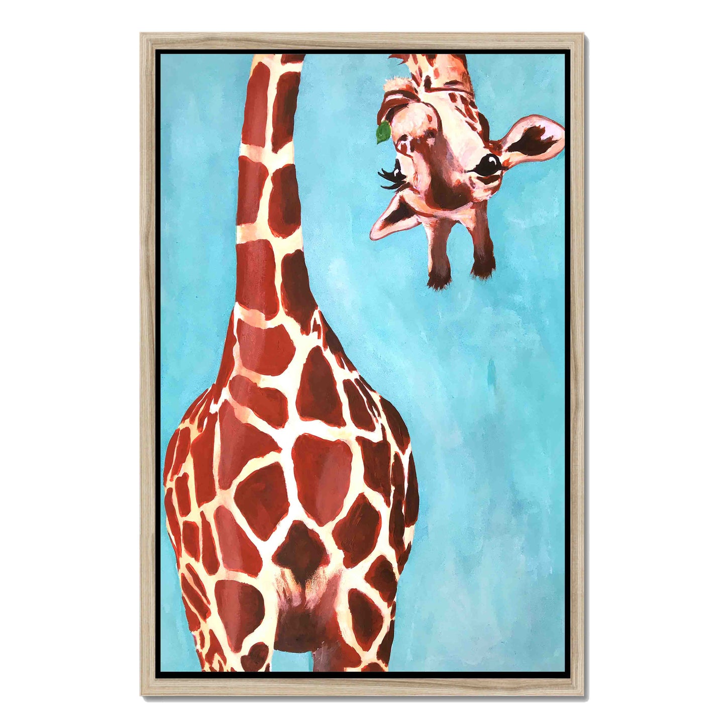 GIRAFFE WITH GREEN LEAVE | CANVAS