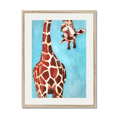 GIRAFFE WITH GREEN LEAVE | PRINT