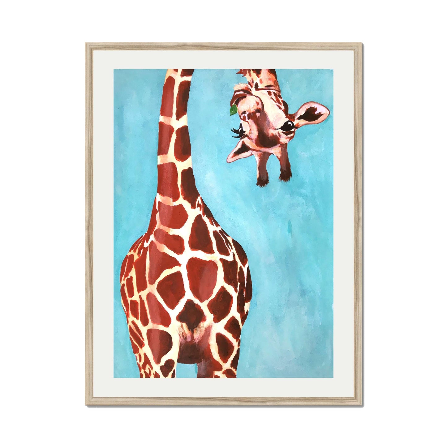GIRAFFE WITH GREEN LEAVE | PRINT