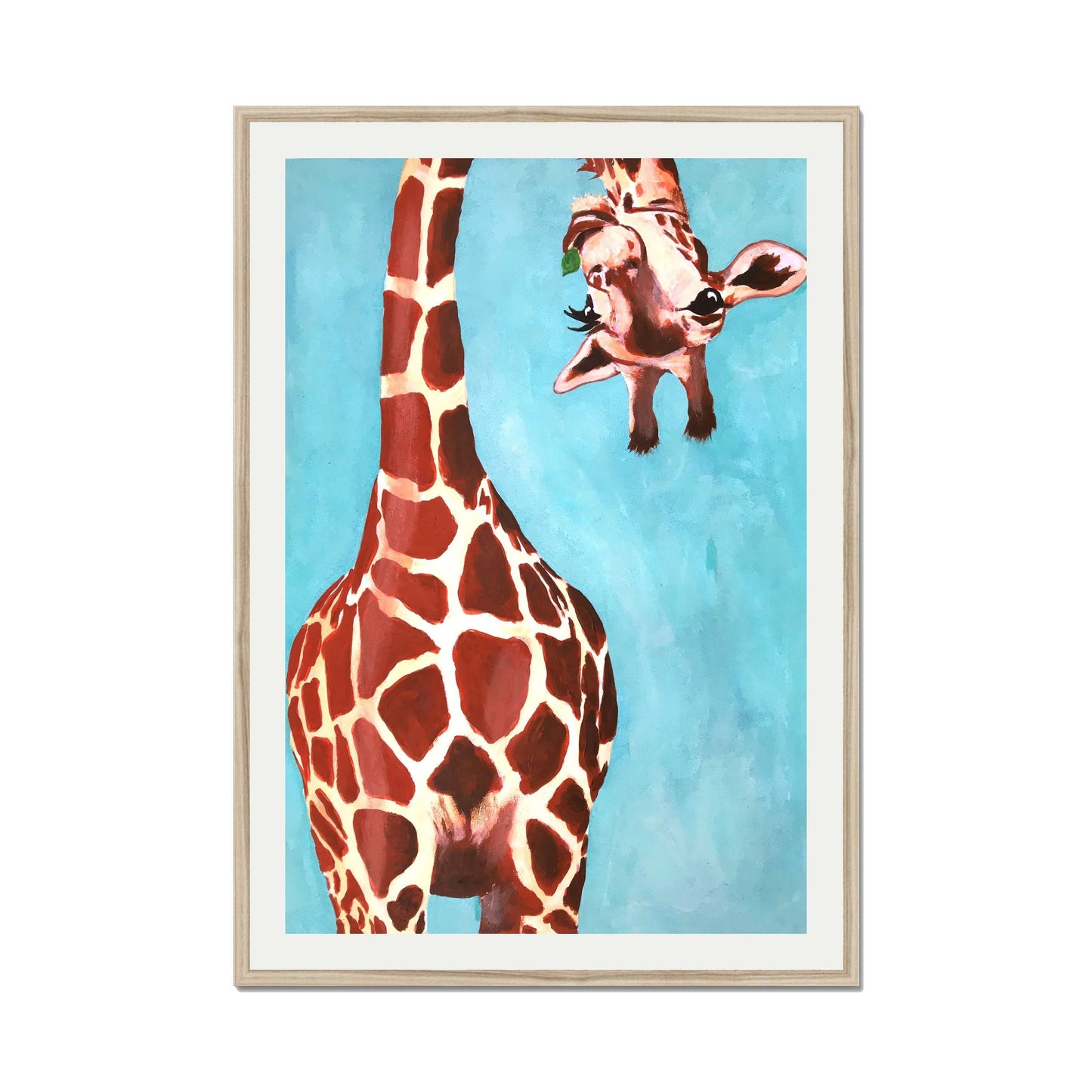 GIRAFFE WITH GREEN LEAVE | PRINT