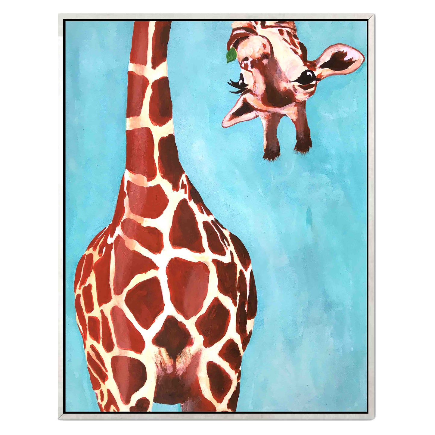 GIRAFFE WITH GREEN LEAVE | CANVAS