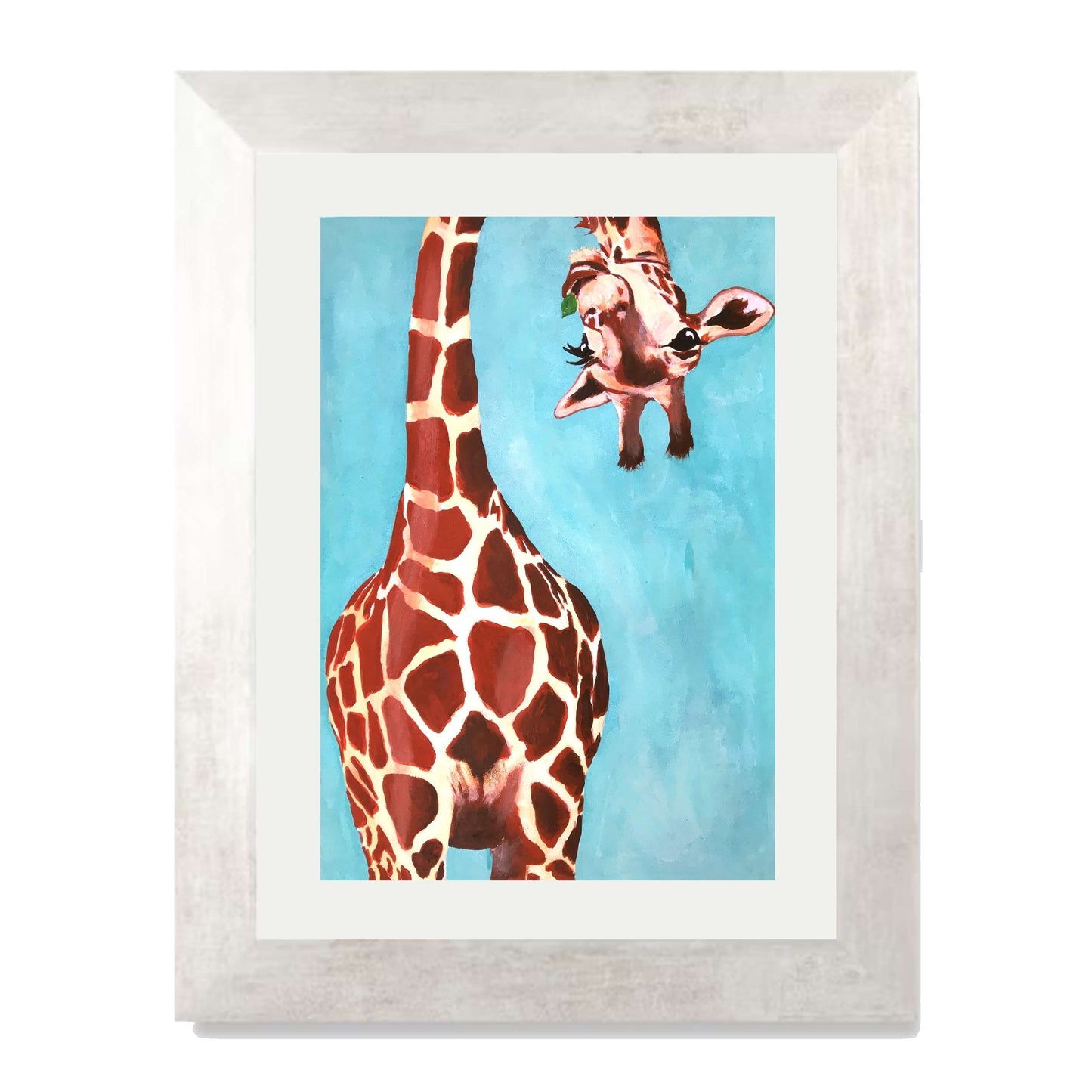 GIRAFFE WITH GREEN LEAVE | PRINT