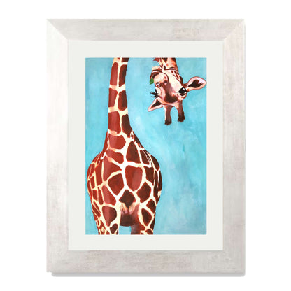 GIRAFFE WITH GREEN LEAVE | PRINT