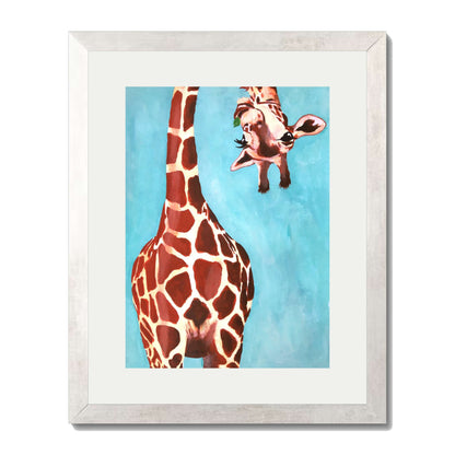 GIRAFFE WITH GREEN LEAVE | PRINT
